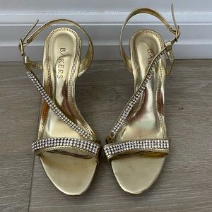 Gold rhinestone heels. 2 inch heel